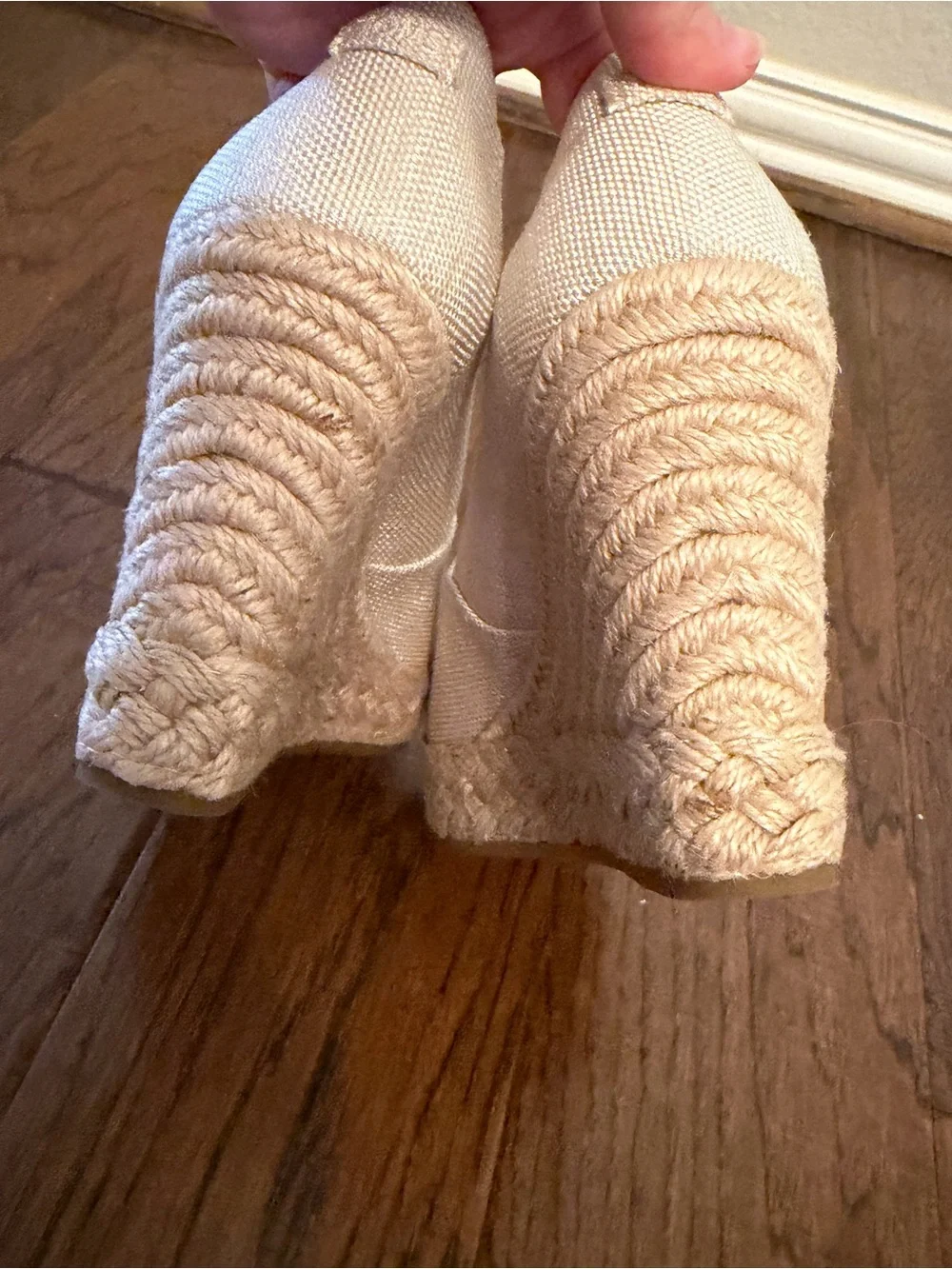 TOMS Michelle Natural Canvas Espadrille Open Toe Wedge Sandals Size 8 - Picture 11 of 15